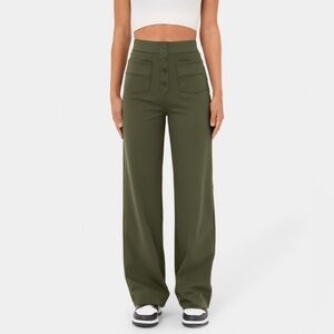 Halara high waisted straight leg stretch everyday pants olive green XS